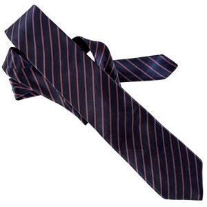 Oscar de la Renta Silk Tie Navy Purple Stripe USA Made Bar Tacked Mens